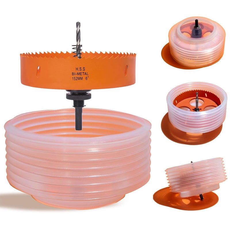 VIKITON 6 Hole Saw for Recessed Lights, 6 Inch Hole Cutter with Dust Bowl Catcher for Led Recessed Lighting 6 Inch and Wood Metal Drywall, Bi-Metal Construction - Image 1